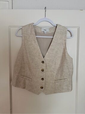 Marks & Spencer Beige Sleeveless Linen-Blend Vest